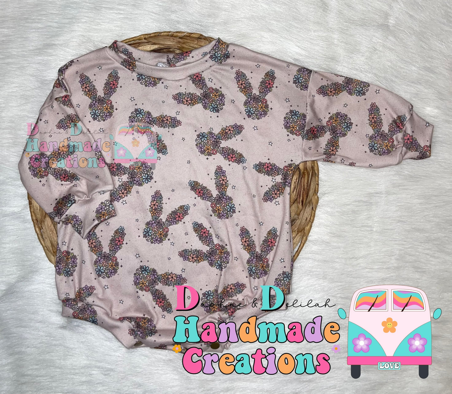 Floral Bunnies Oversized Rompers