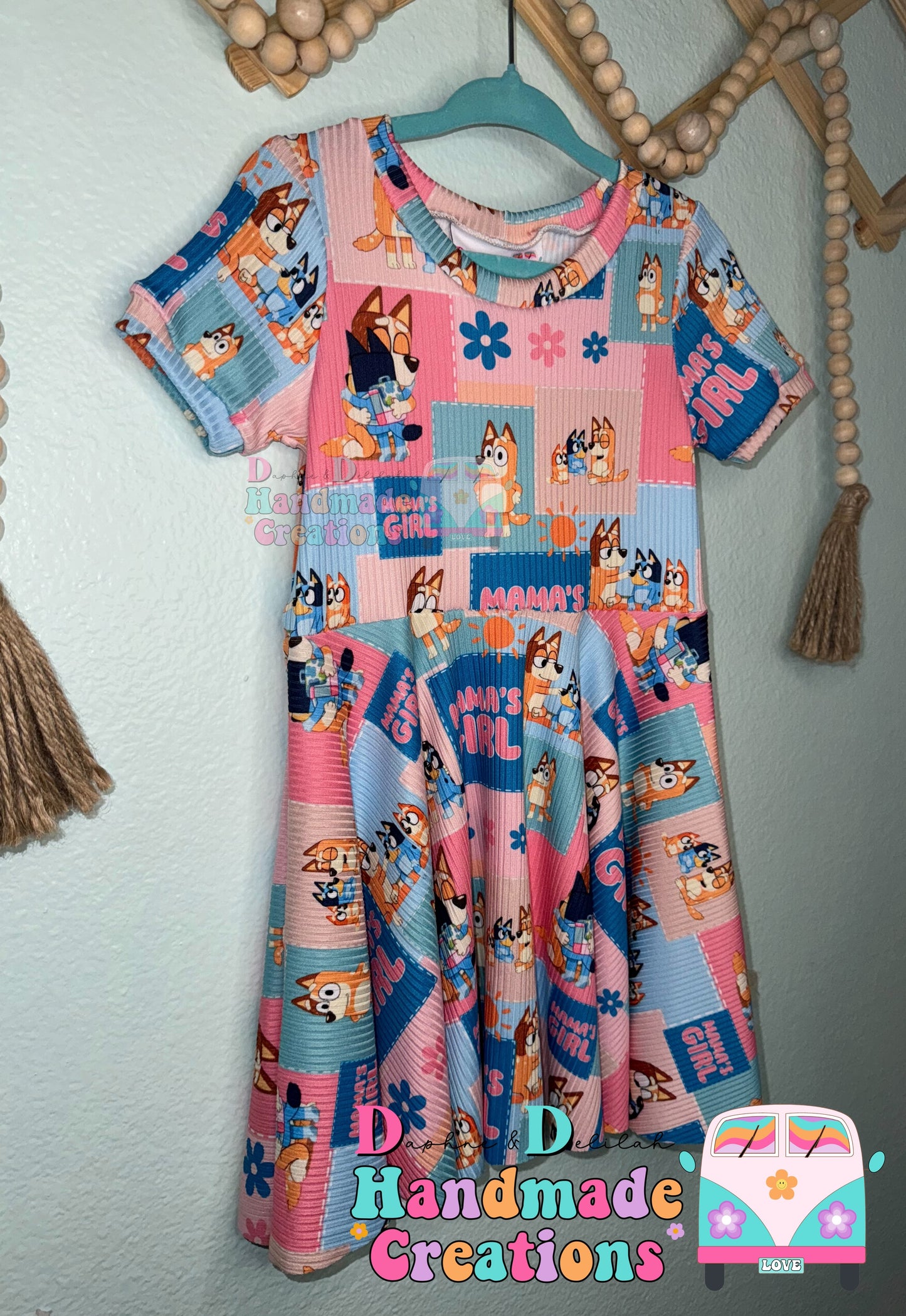 Blue Dog Mamas Girl Patchwork Twirl Dresses