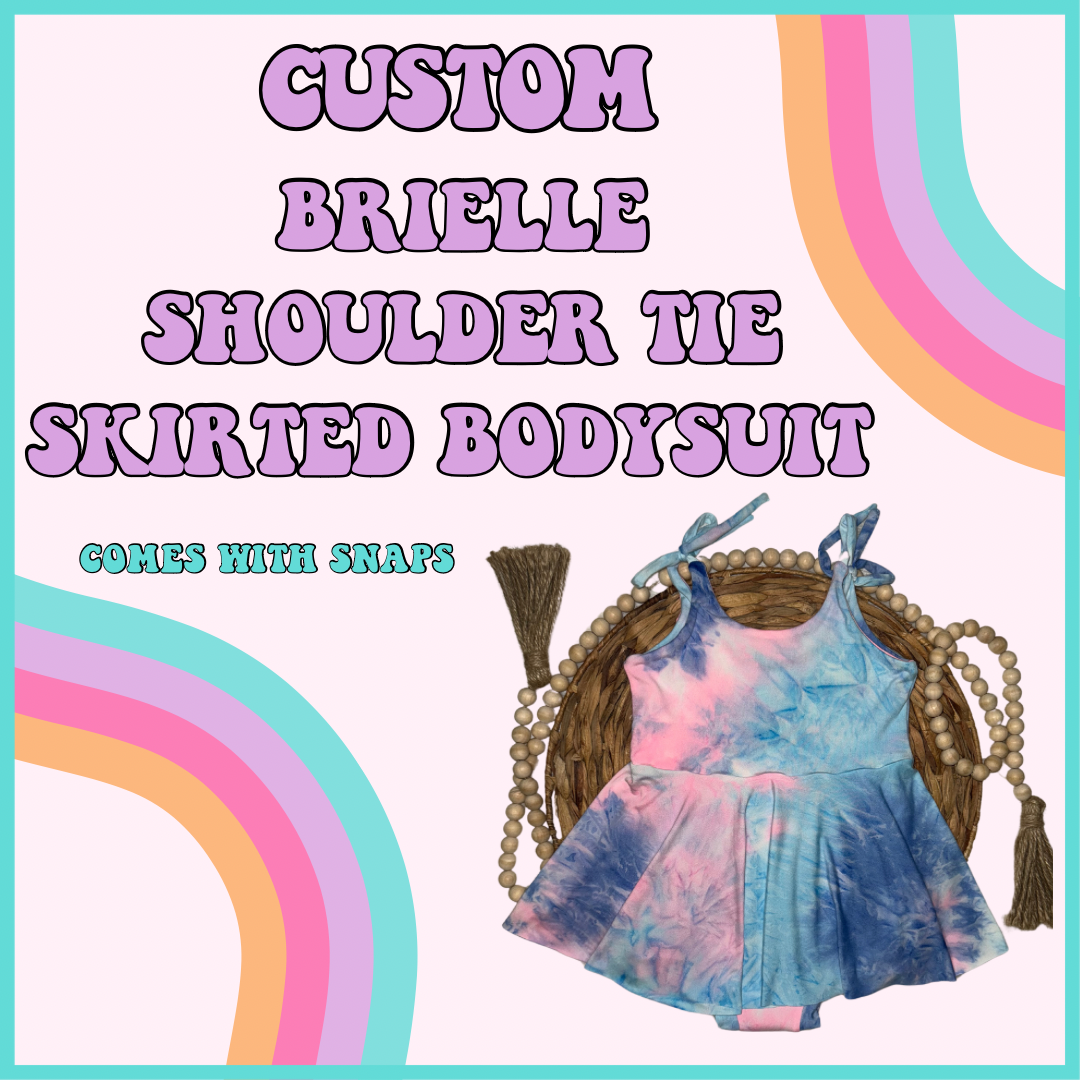 CUSTOM BRIELLE SHOULDER TIE SKIRTED BODYSUIT