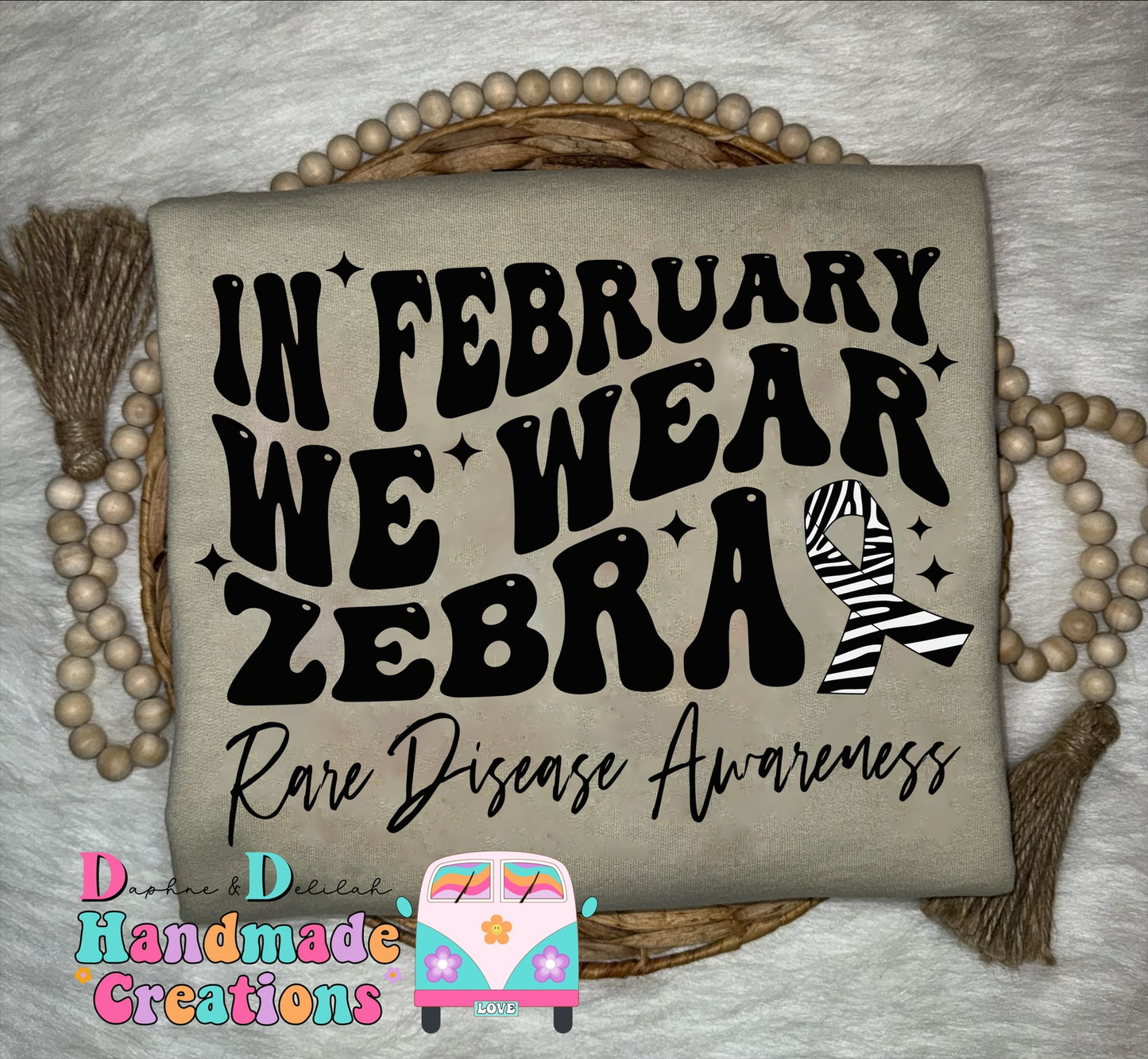 In February We Wear Zebra- Rare Disease Awareness 🤍 (ADULT Sweater or Tshirts- 5 Colors)