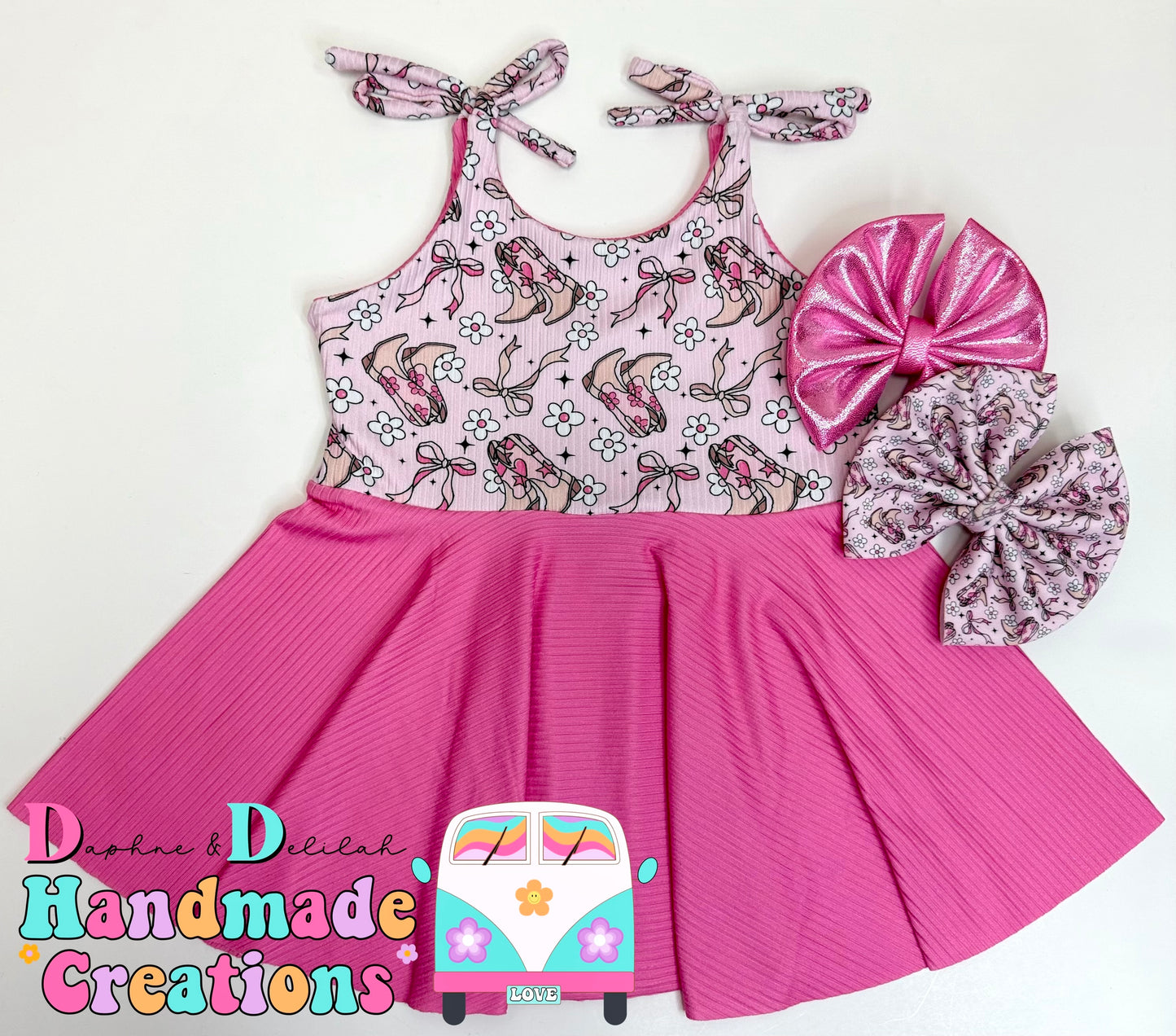 Cowgirl Boots & Bows Tie Strap Brielle Peplum