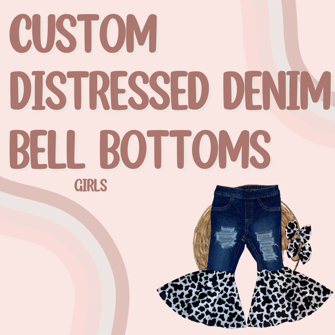 CUSTOM DISTRESSED DENIM BELL BOTTOMS