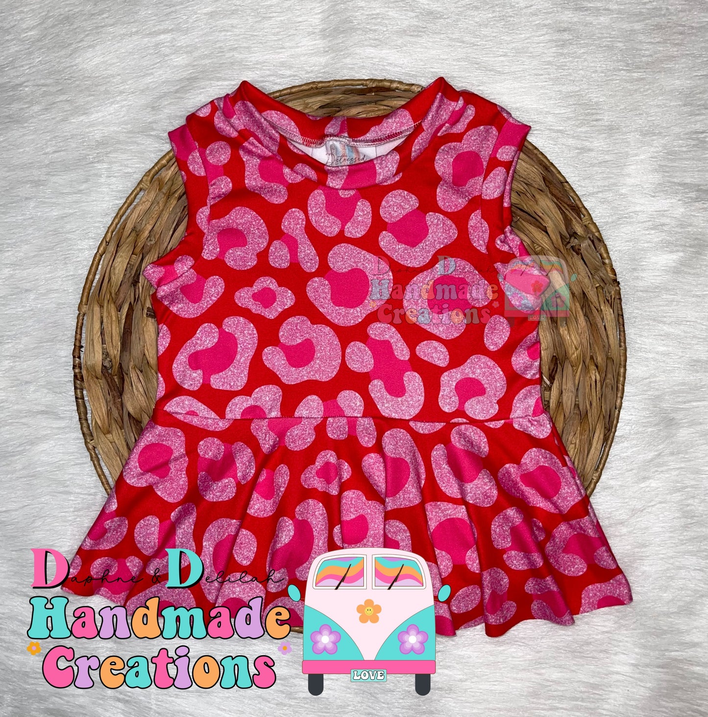 Red & Glitter Pink Cheetah Peplums