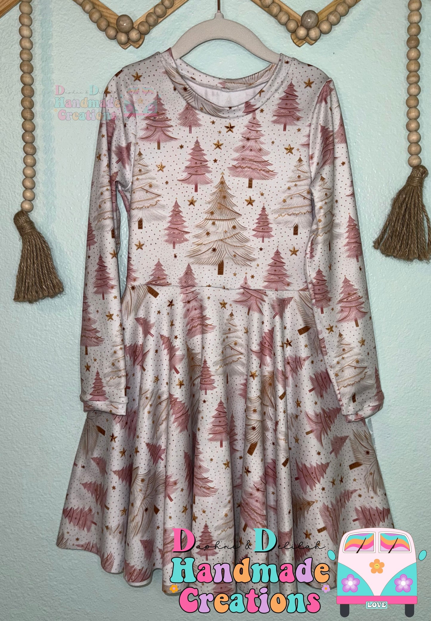 Pink Christmas Tree Twirl Dresses