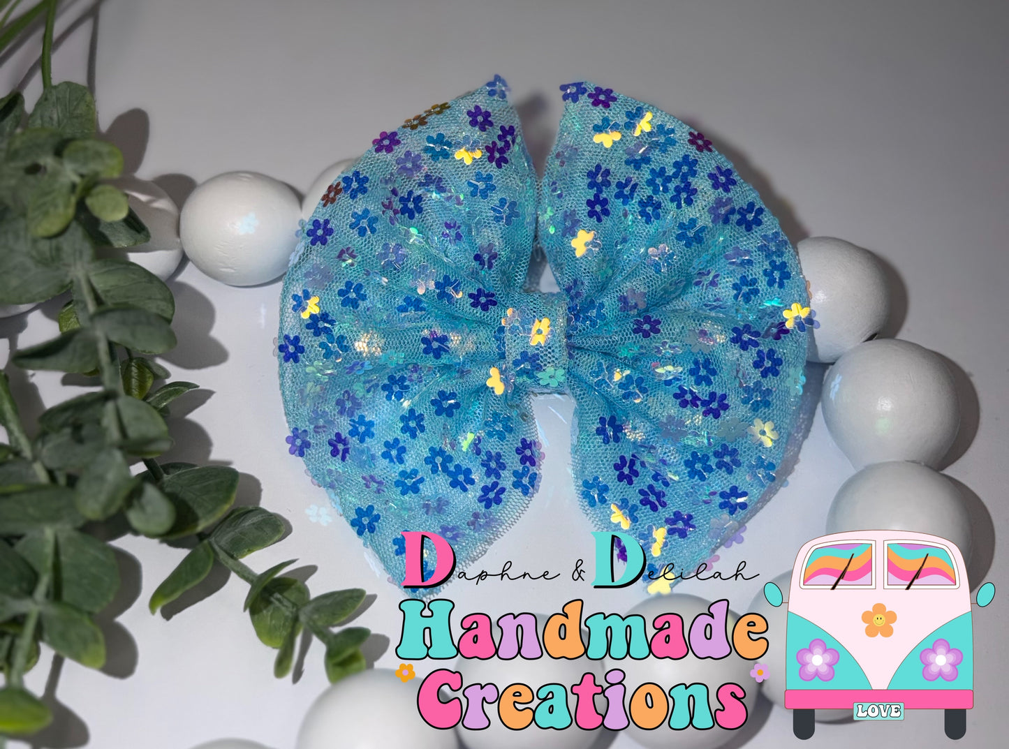 Blue Floral Sequin