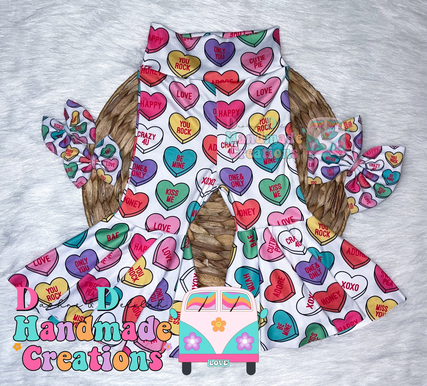 Conversation Hearts Bell Bottoms