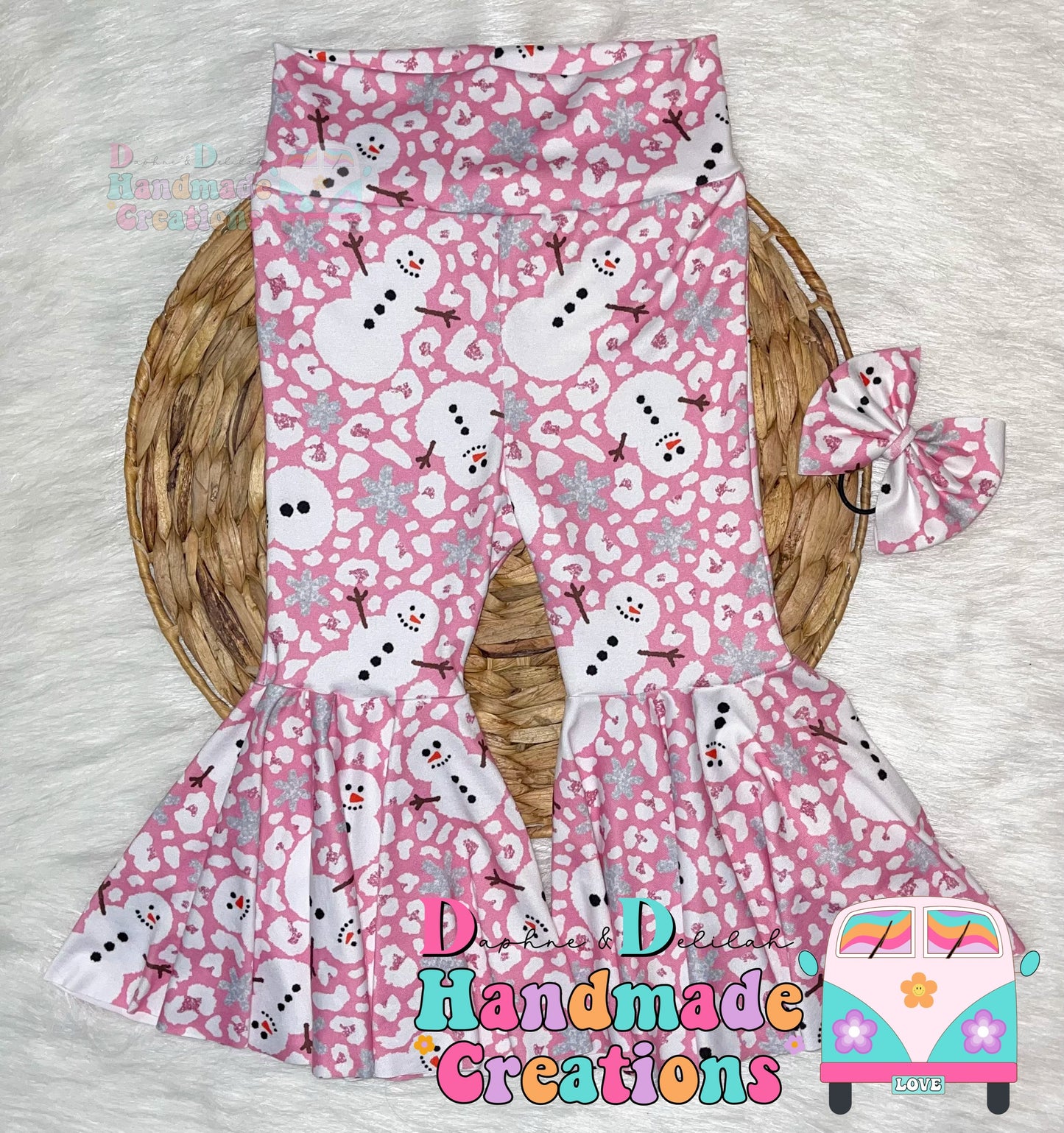 Pink Snowman Bell Bottoms