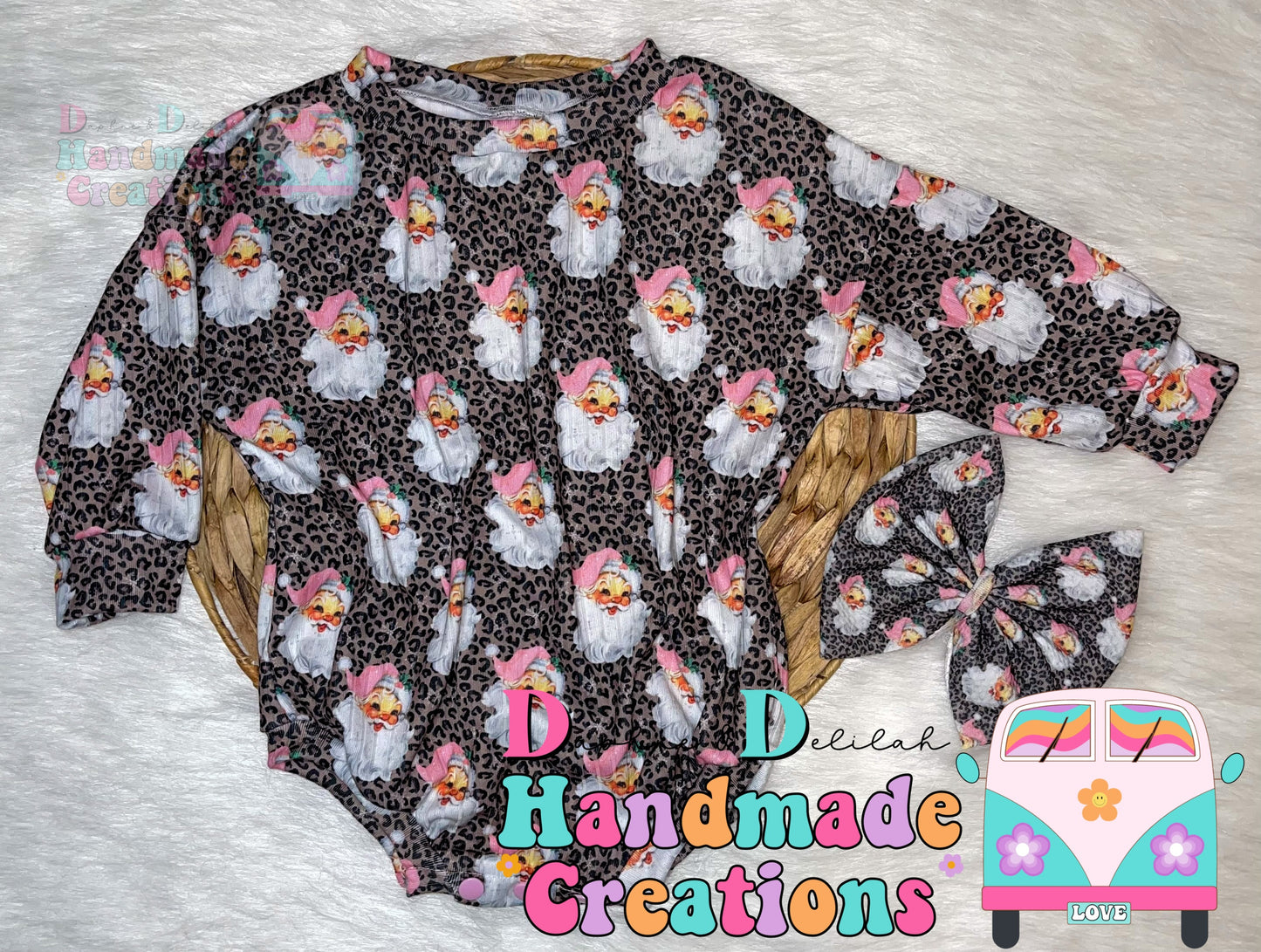 Pink Santa Cheetah Oversized Rompers