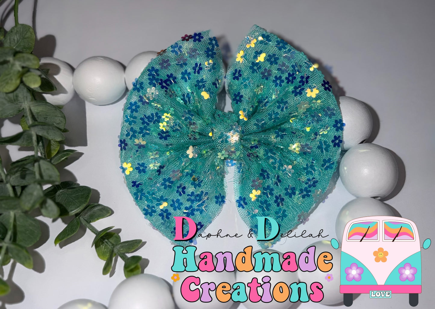 Mint Floral Sequin