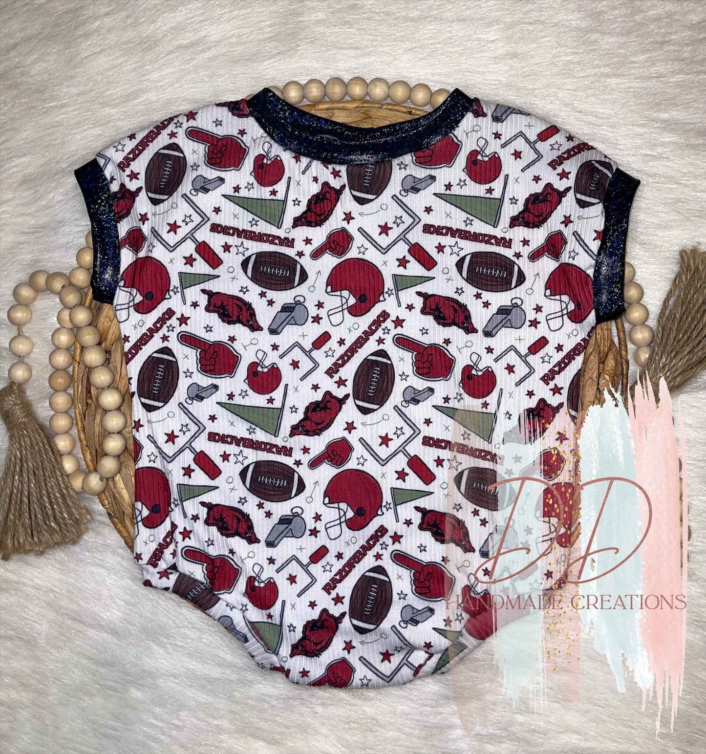 Razorbacks Oversized Rompers with Holo Trim