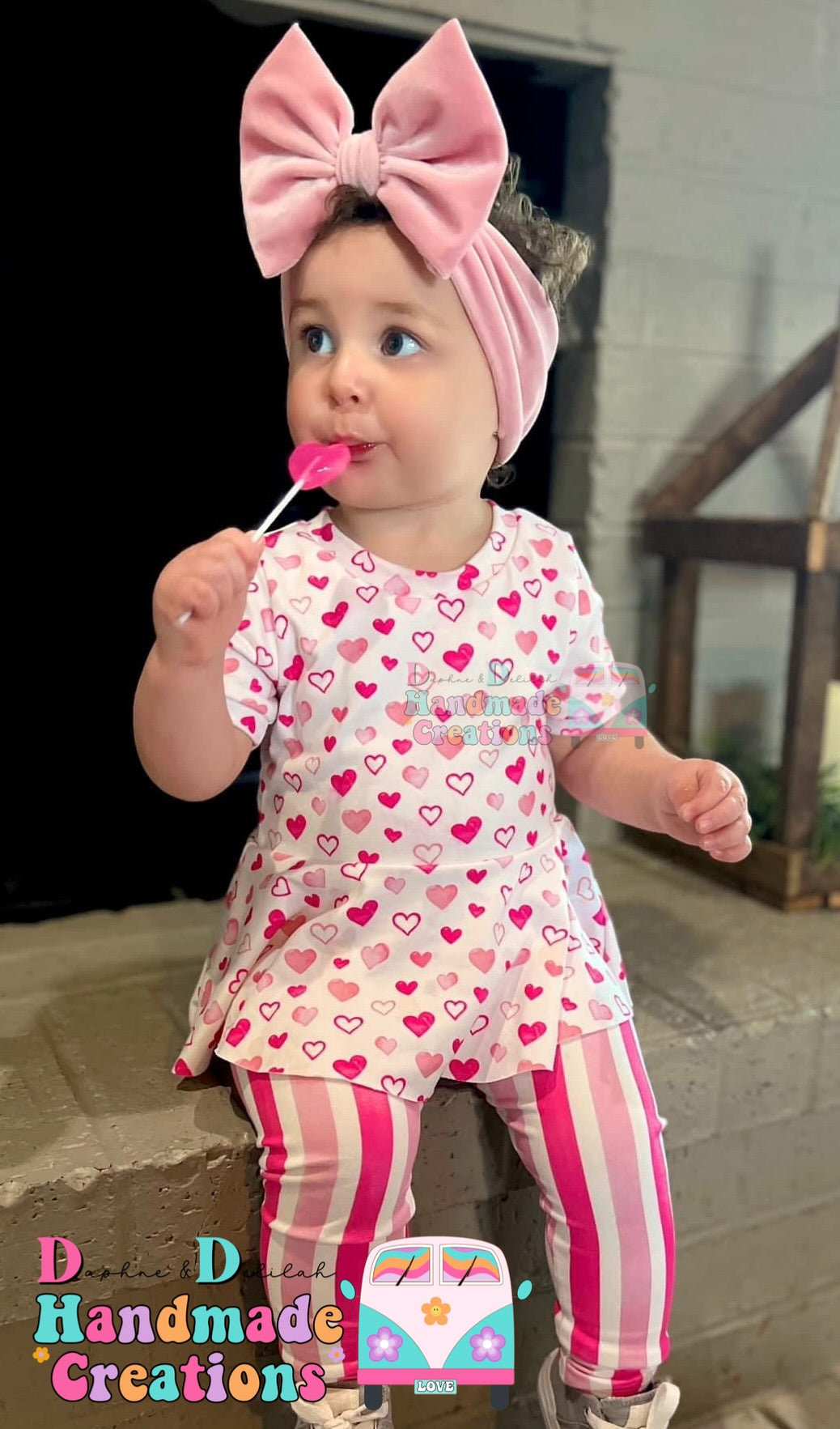 Heart Short Sleeve Peplum & Stripe Legging Set (Or Individual)