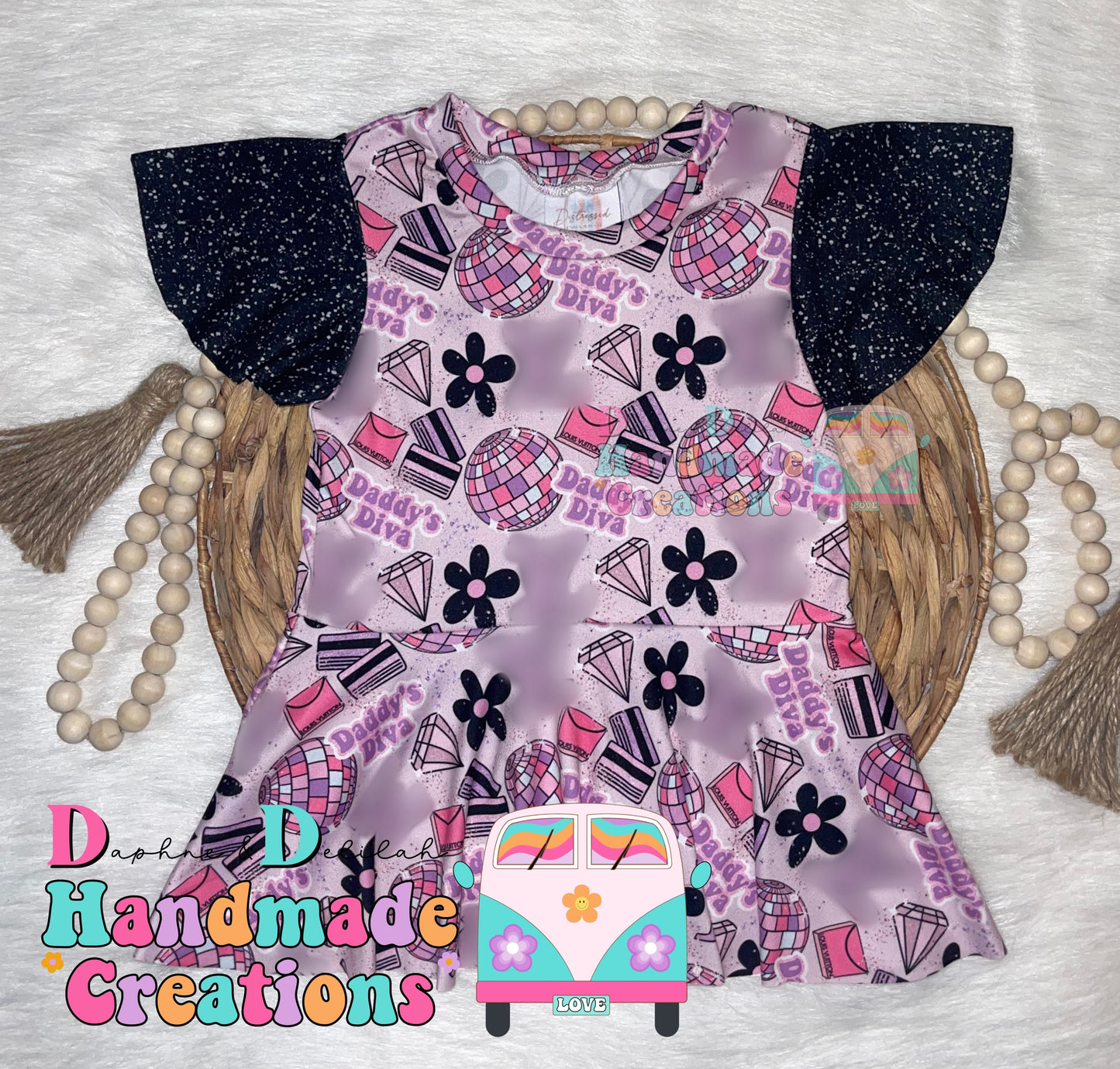 Daddys Boujee Diva Peplums (Black Glitter Sleeves)