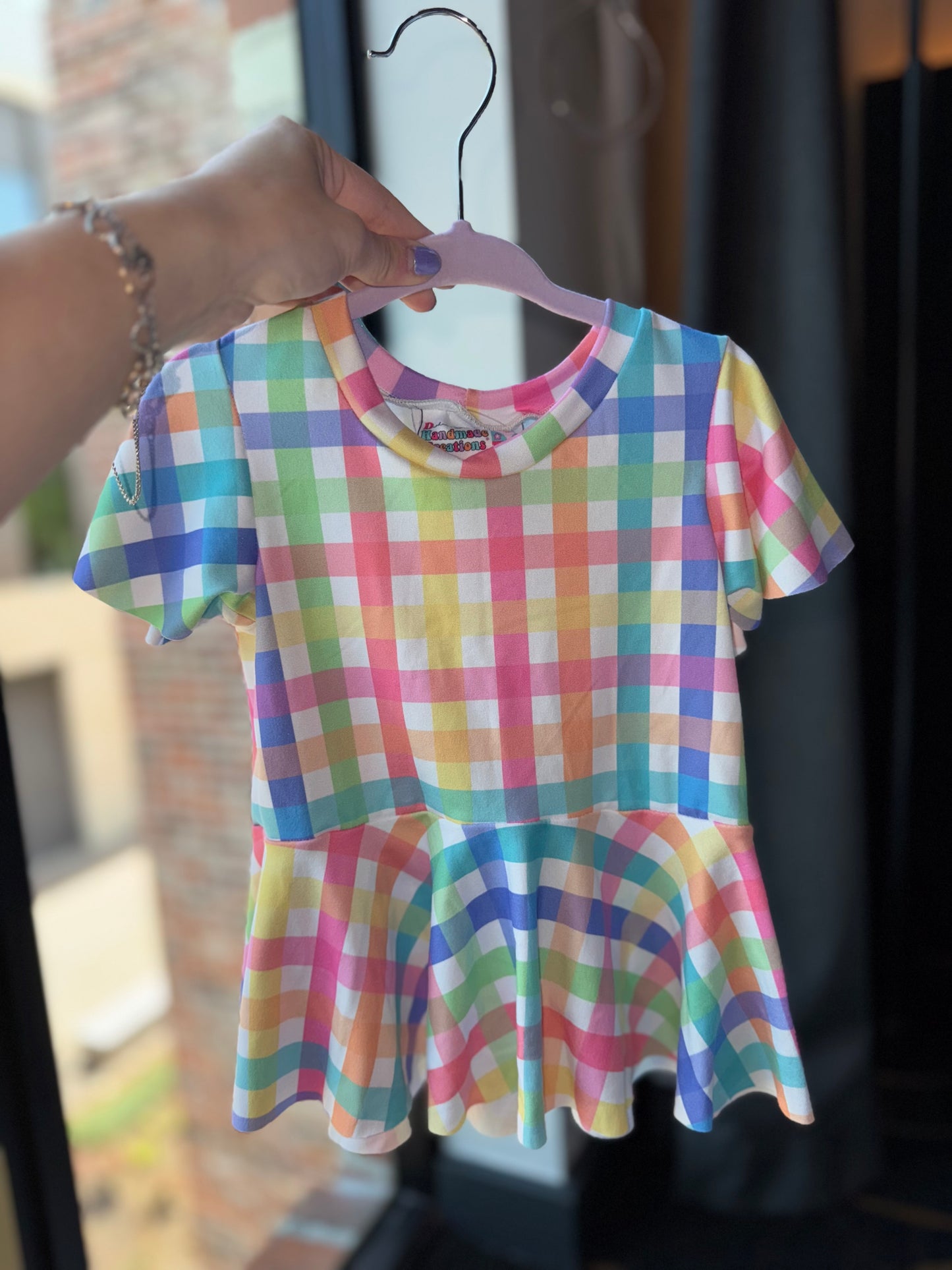 2T Flutter Plaid Peplum