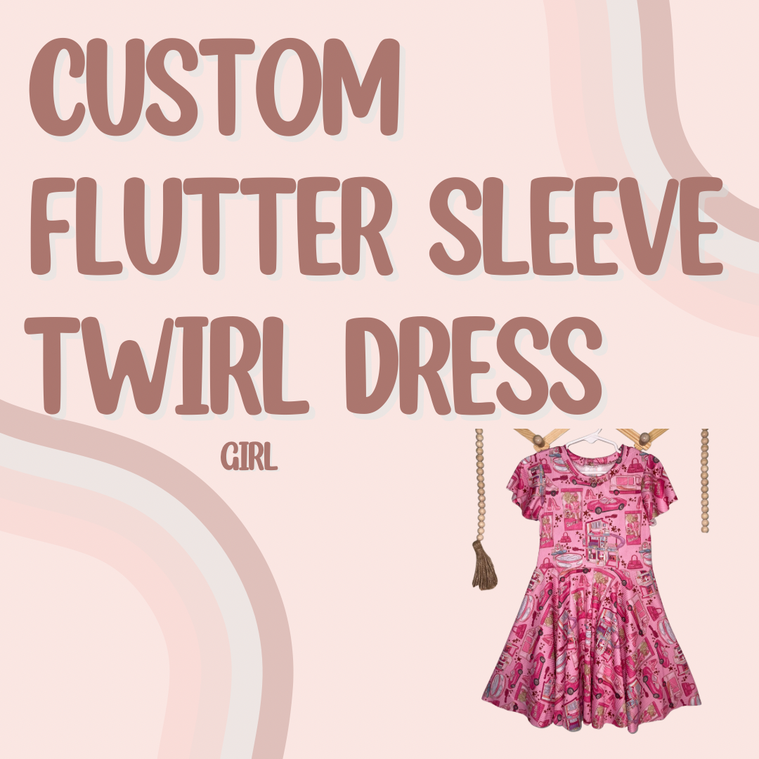 CUSTOM FLUTTER SLEEVE TWIRL DRESS