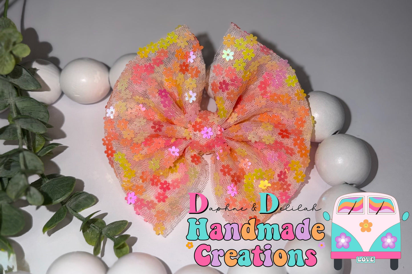 Yellow/Orange Floral Sequin