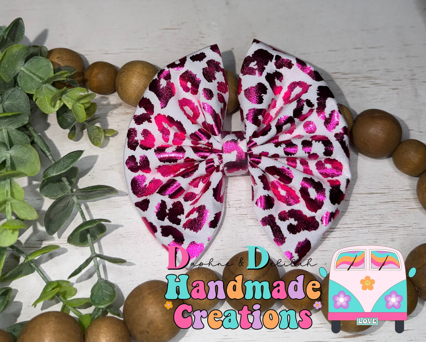 Hot Pink Metallic On White Leopard