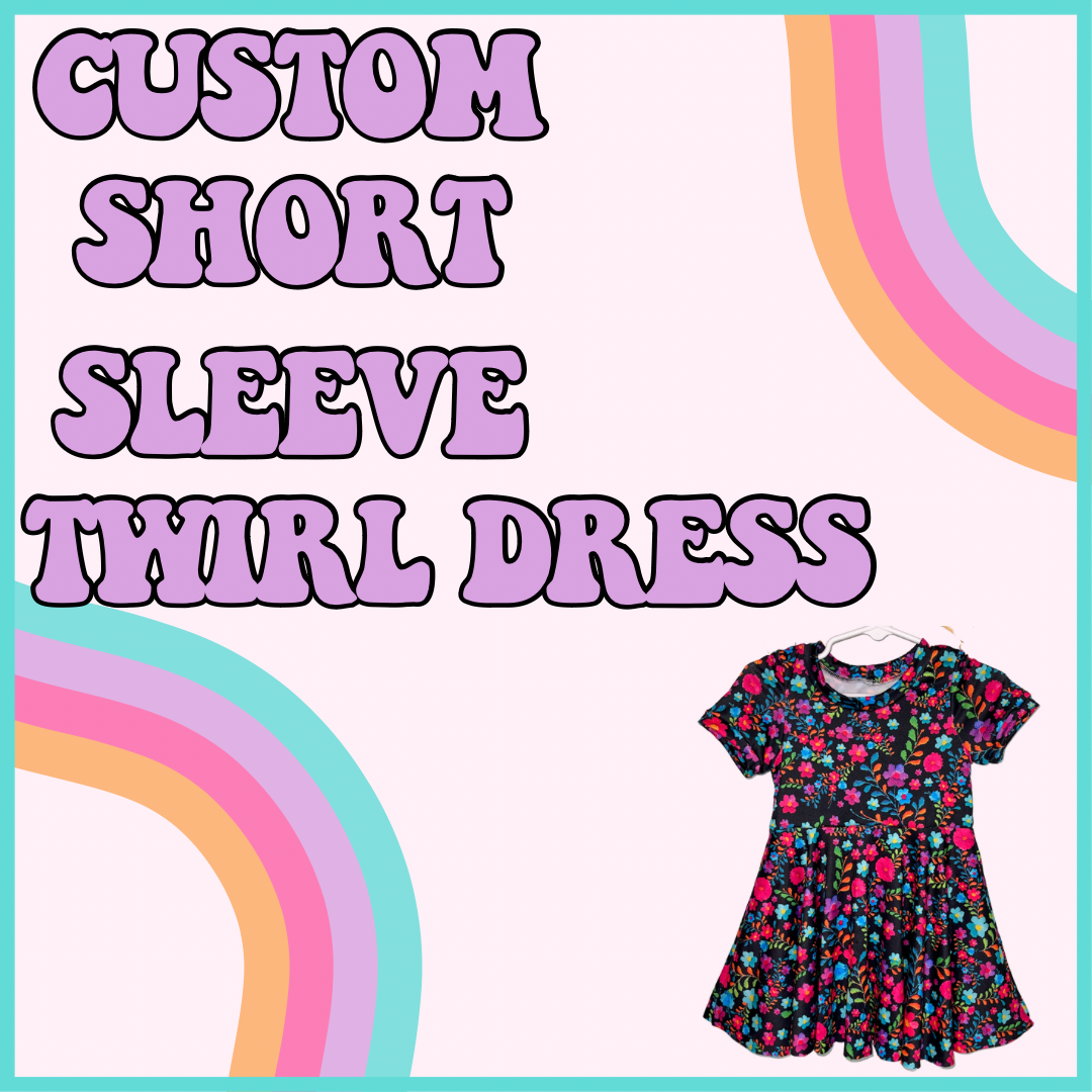 CUSTOM SHORT SLEEVE TWIRL DRESS