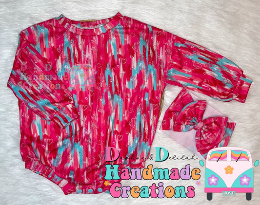 Pink Brushstrokes Oversized Rompers