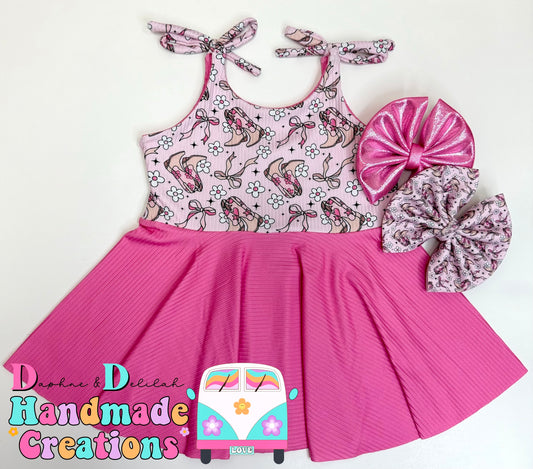 Cowgirl Boots & Bows Tie Strap Brielle Peplum