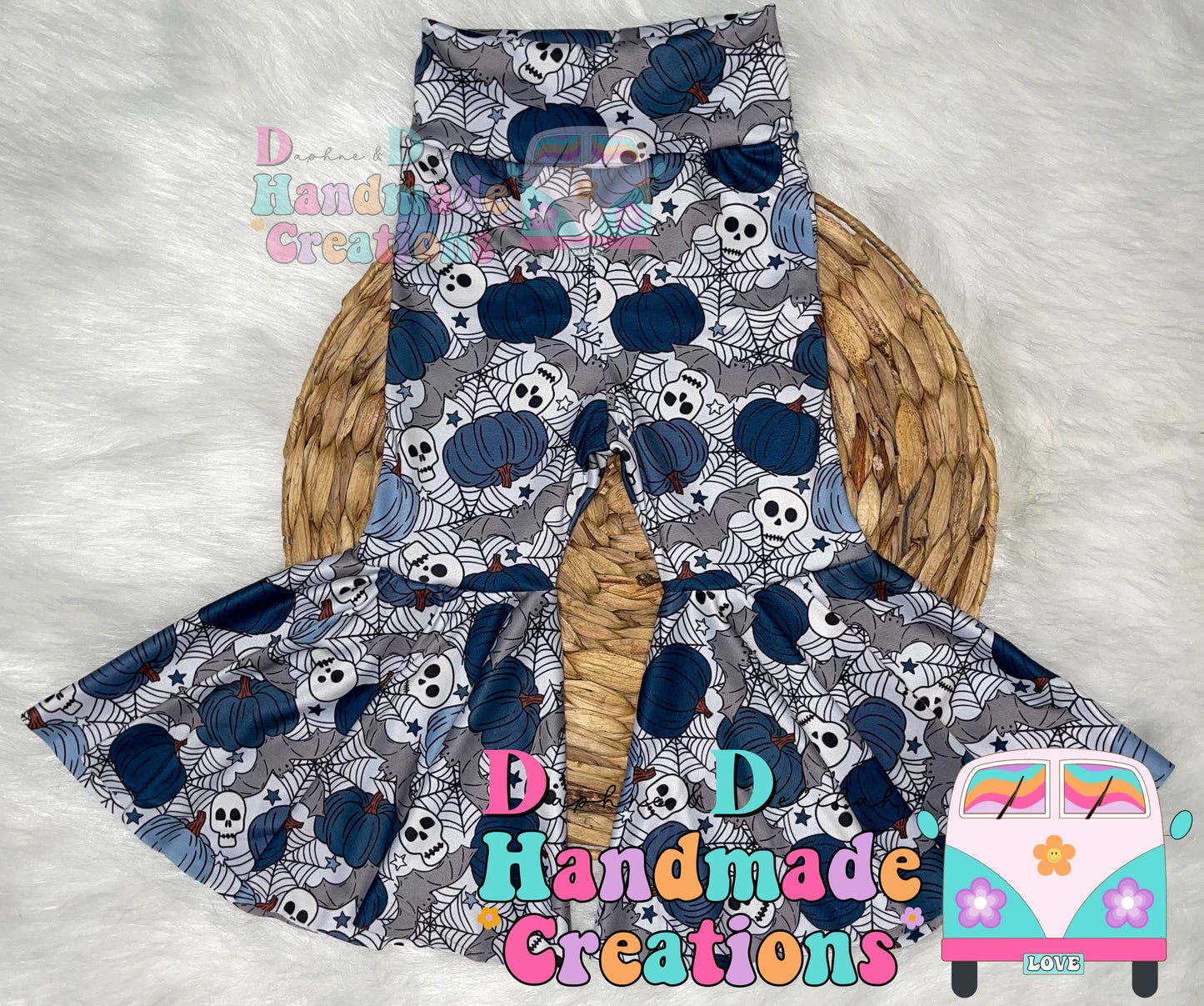 Blue Pumpkin & Webs Bell Bottoms