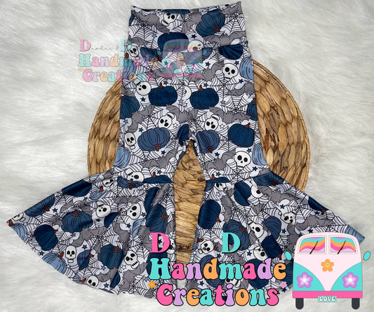 Blue Pumpkin & Webs Bell Bottoms