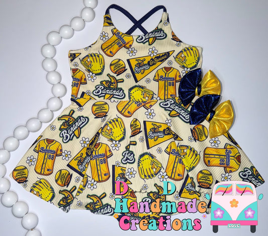 Savannah Bananas Brielle Crossback Skirted Bodysuit (Bodysuit Under Skirt)