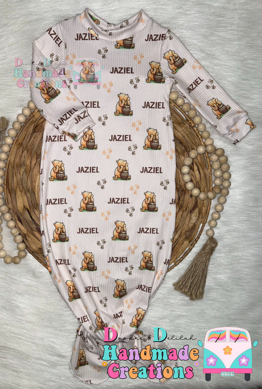 Boy CUSTOM NAME Winnie The Pooh Baby Gown