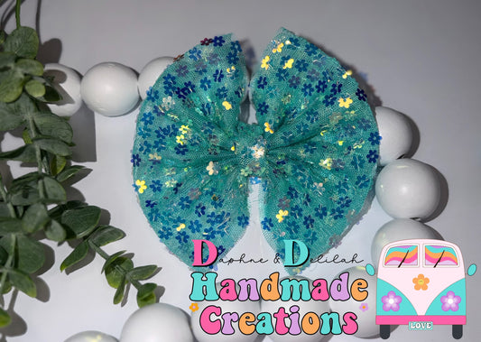 Mint Floral Sequin