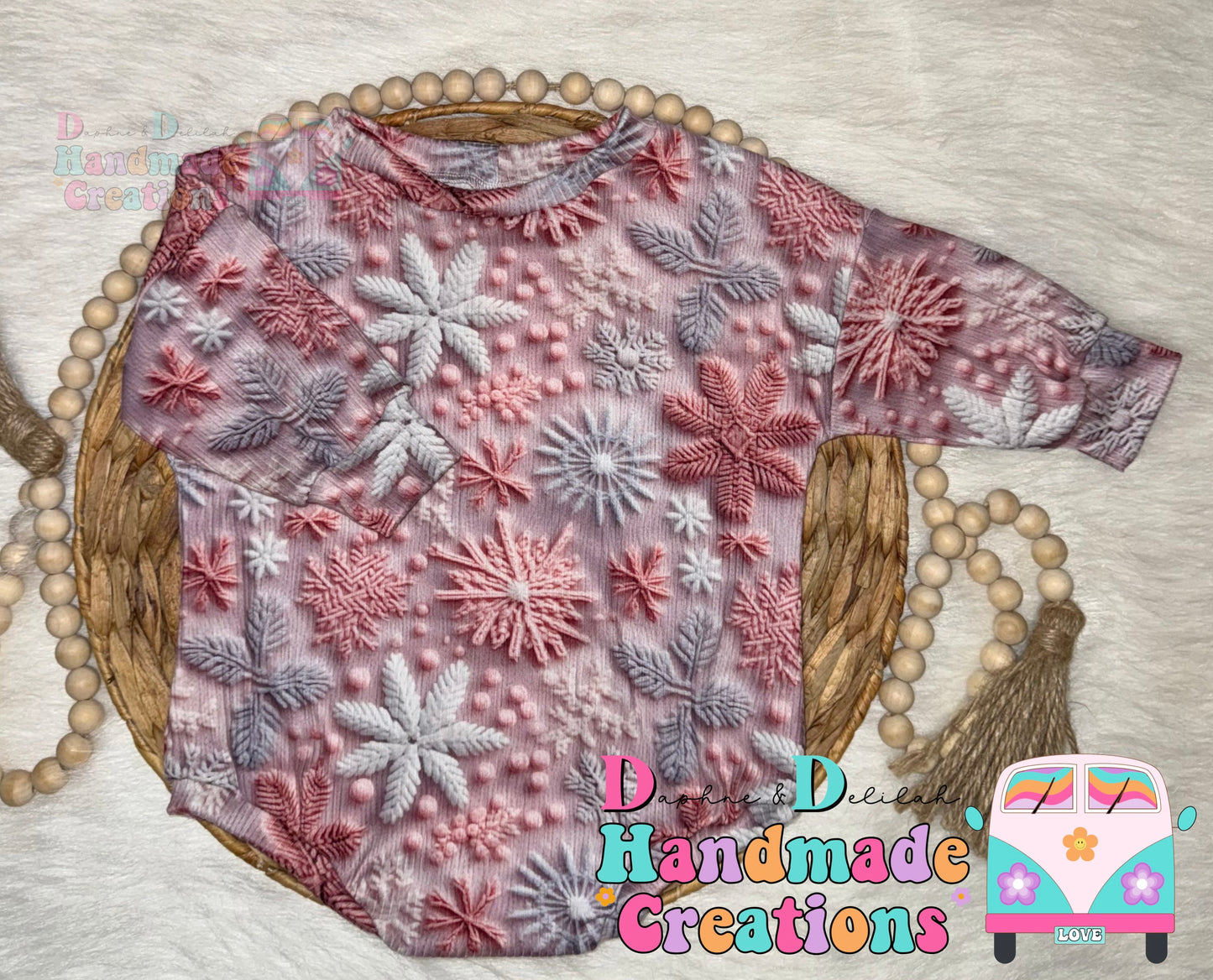 Embroidered Snowflakes Oversized Rompers