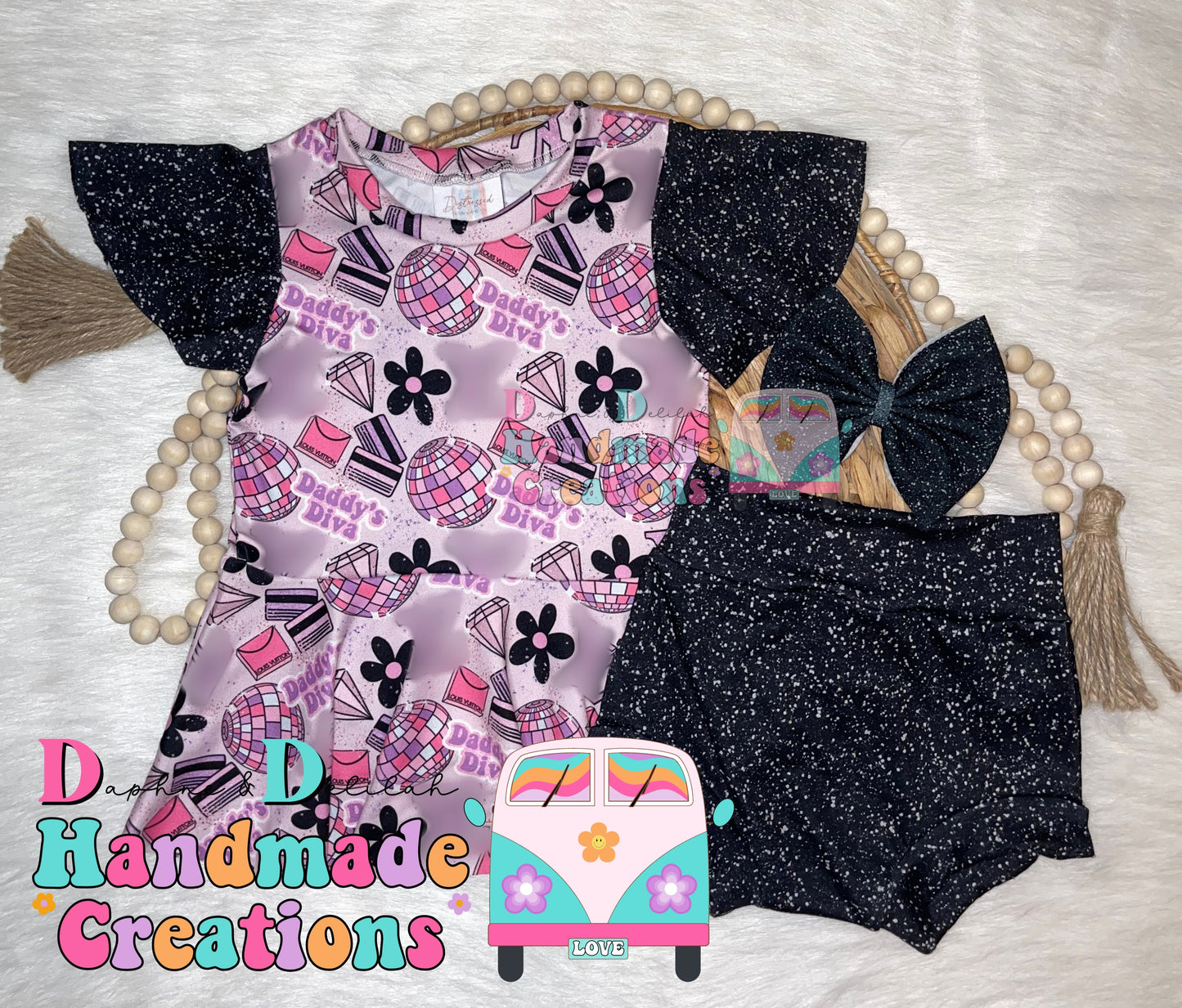 Daddy’s Boujee Diva Set (Black Glitter Sleeves)