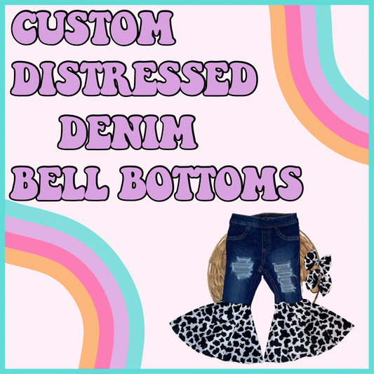 CUSTOM DISTRESSED DENIM BELL BOTTOMS
