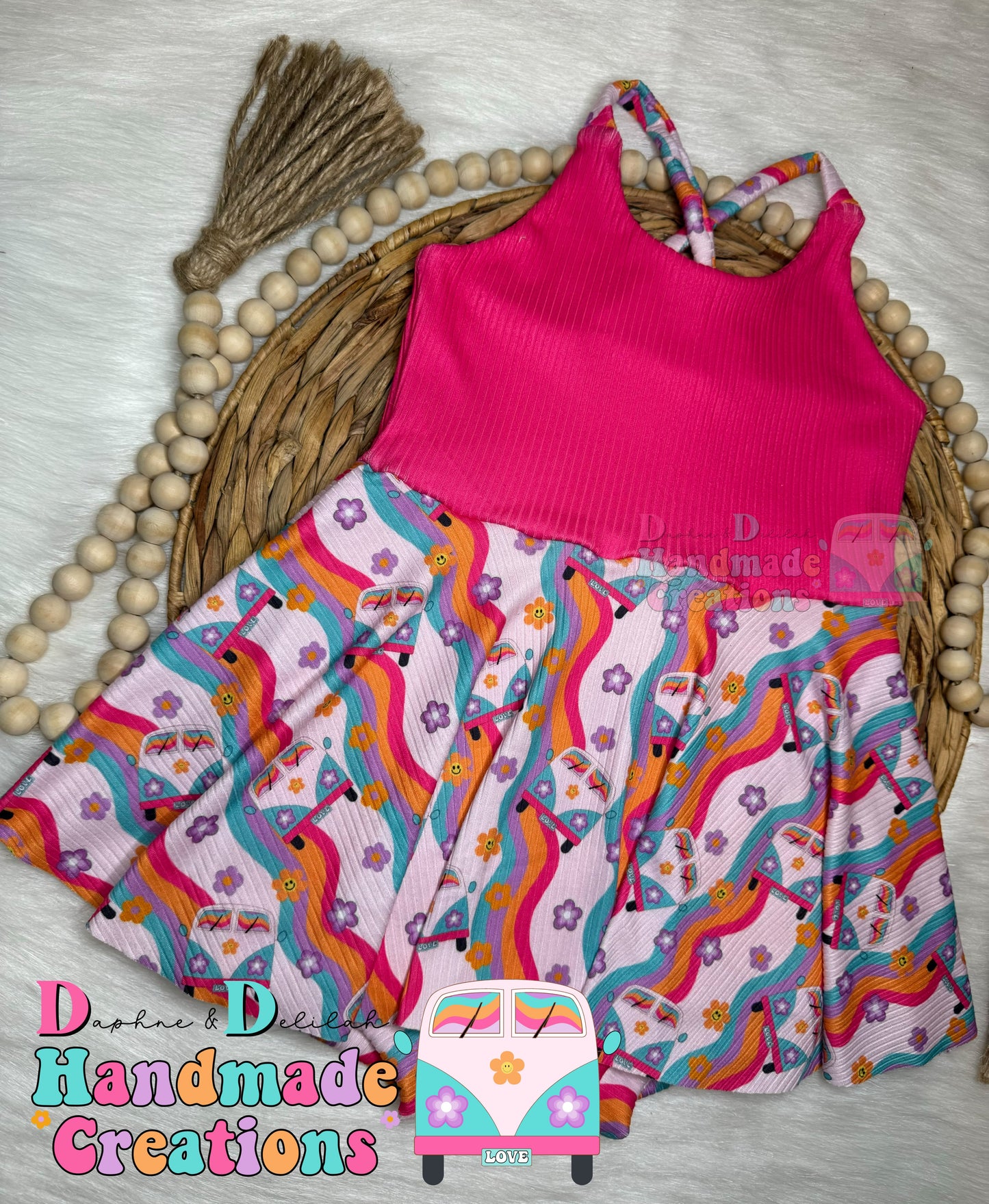 DD Handmade Creations Groovy Van (EXCLUSIVE) Brielle Crossback Skirted Bodysuit