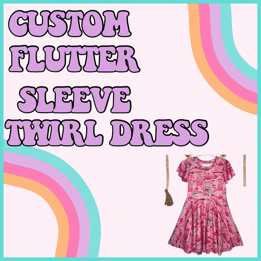 CUSTOM FLUTTER SLEEVE TWIRL DRESS
